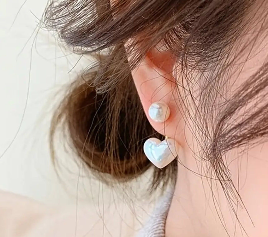Pearl Heart Earrings